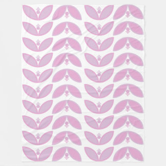 Shades of Pink abstract flower pattern on white Fleece Blanket