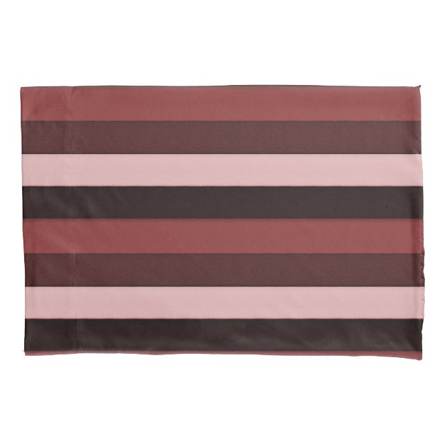 Shades of Pink and Burgundy Striped Pillowcase (Front-Left)