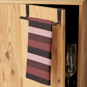 Shades of Pink and Burgundy Striped Tea Towel