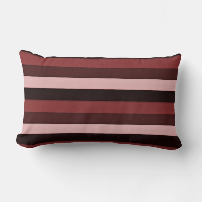Shades of Pink and Burgundy Stripes Lumbar Cushion (Front)