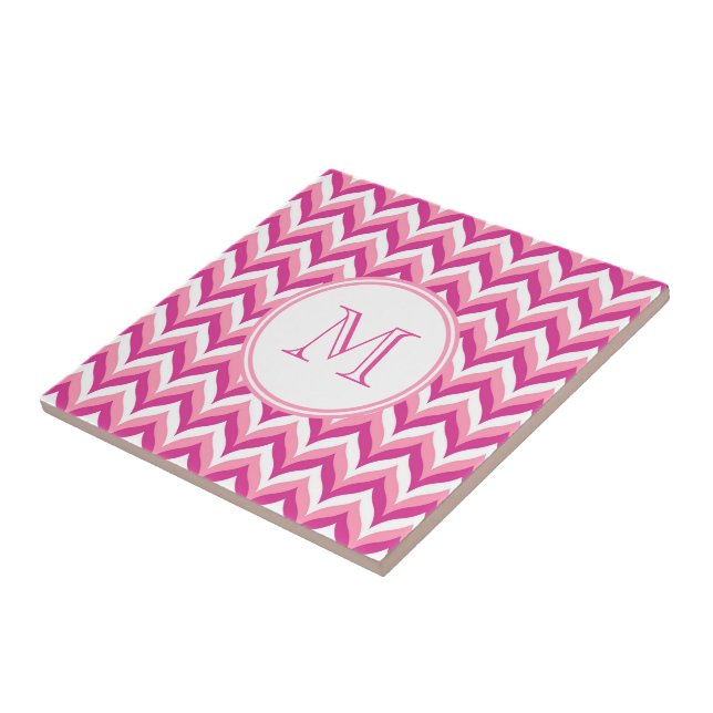 Shades Of Pink And White Zigzag Chevron Pattern Tile (Side)