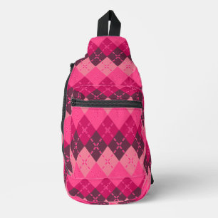 Shades of Pink Argyle Sporty Preppy Sling Bag