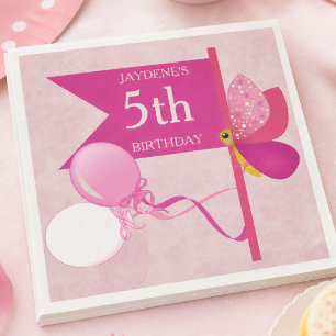 Shades Of Pink Butterfly With Balloons Napkin