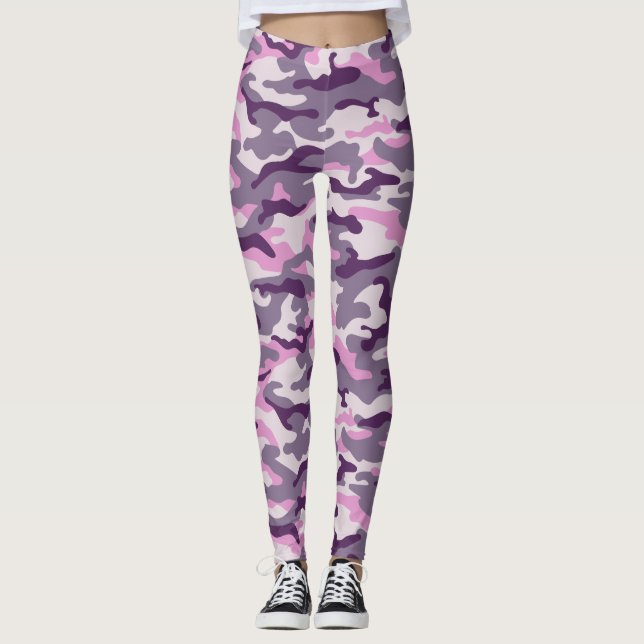 Shades of Pink Camouflage Style  Leggings (Front)