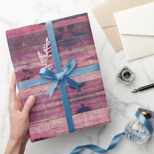 Shades Of Pink Colourful Rustic Wood Look Wrapping Paper