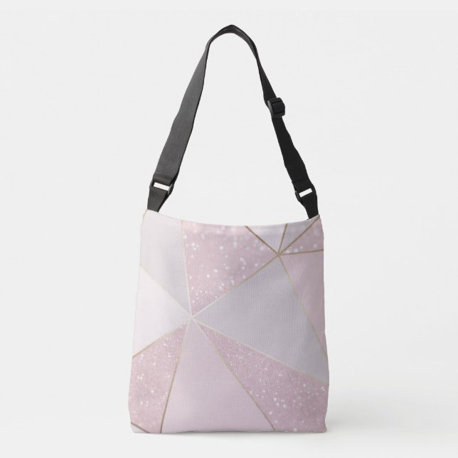 Shades of Pink Geometric Design Crossbody Bag (Front)