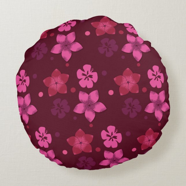 Shades of Pink Hawaiian Print Throw Pillow (Back)