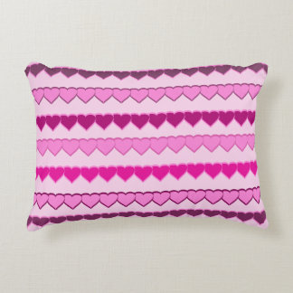 Shades of Pink Heart Rows Decorative Cushion