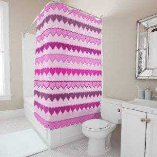 Shades of Pink Heart Rows Shower Curtain