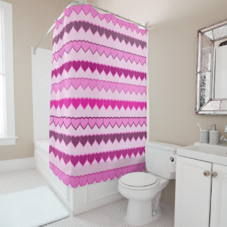 Shades of Pink Heart Rows Shower Curtain