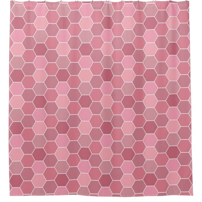 Shades of Pink Honeycomb Pattern Shower Curtain (Front)