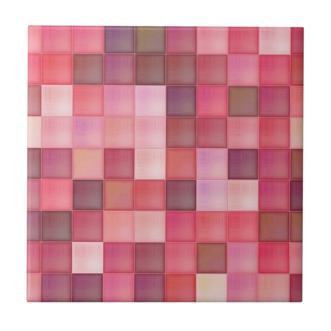Shades of Pink Mosaic Tiled Pattern Tile (Front)