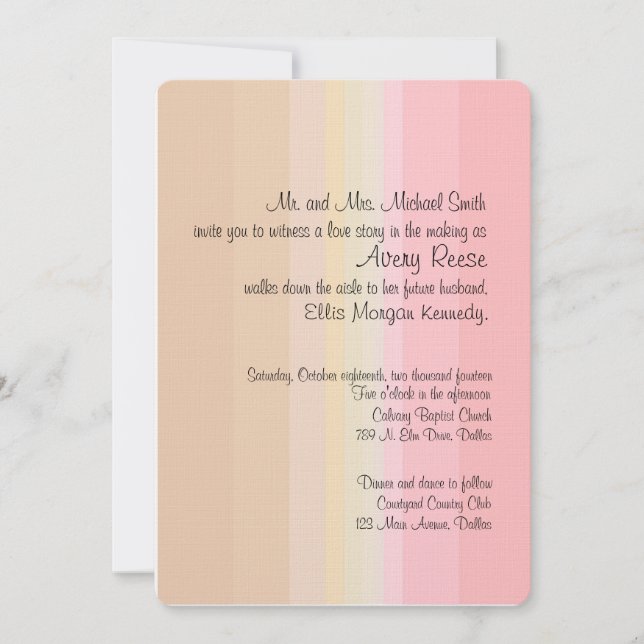 Shades of Pink Ombre Wedding Invitation (Front)