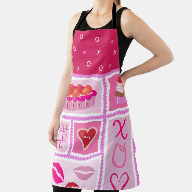 SHADES OF PINK PIE BERRIES LIPS CUPCAKES APRON (Insitu)