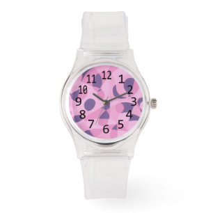 Shades of Pink Purple Abstract Shapes Number Watch