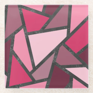Shades of pink stained glass pattern coaster