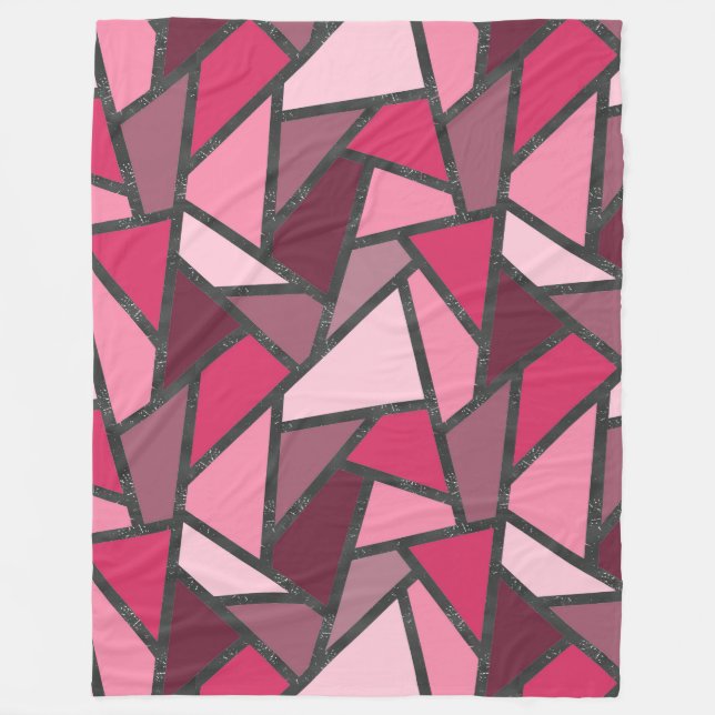 Shades of pink stained glass pattern fleece blanket (Front)