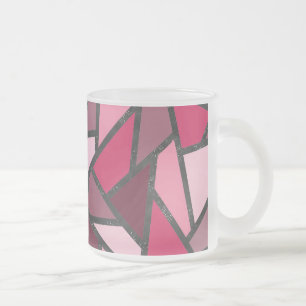 Shades of pink stained glass pattern frosted glass coffee mug