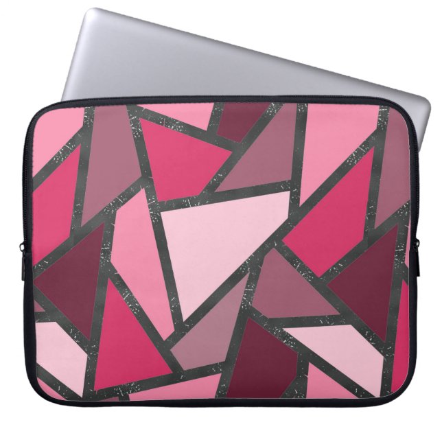 Shades of pink stained glass pattern laptop sleeve (Front)