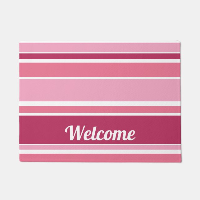 Shades of pink stripes doormat (Front)