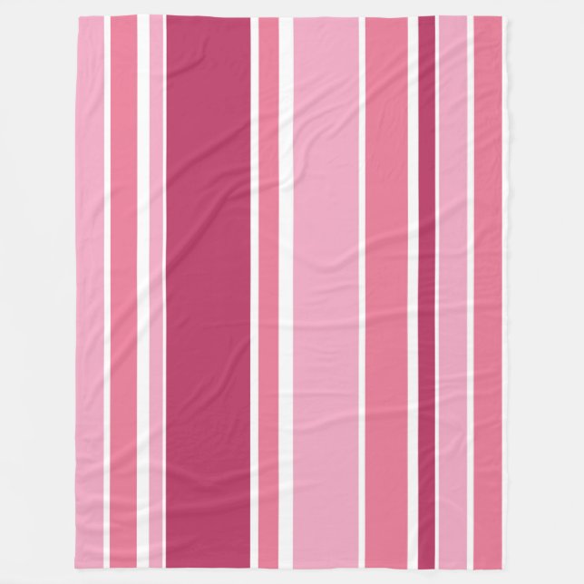 Shades of pink stripes fleece blanket (Front)