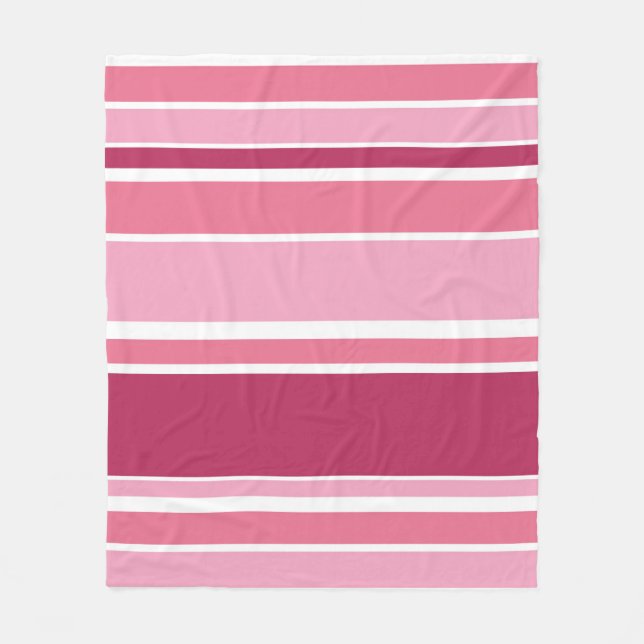 Shades of pink stripes fleece blanket (Front)