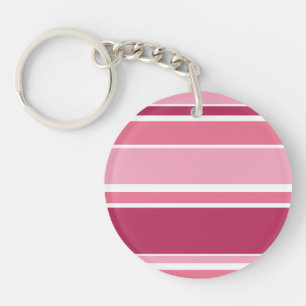 Shades of pink stripes key ring