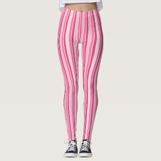 Shades of Pink Stripes Leggings