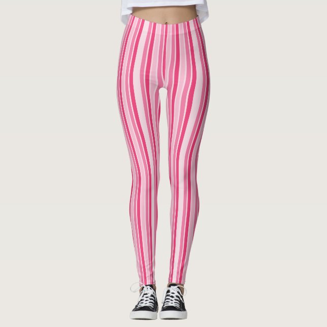 Shades of Pink Stripes Leggings (Front)