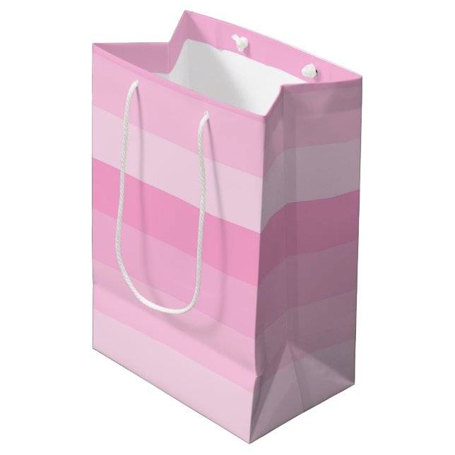 Shades of Pink Stripes Medium Gift Bag (Front Angled)