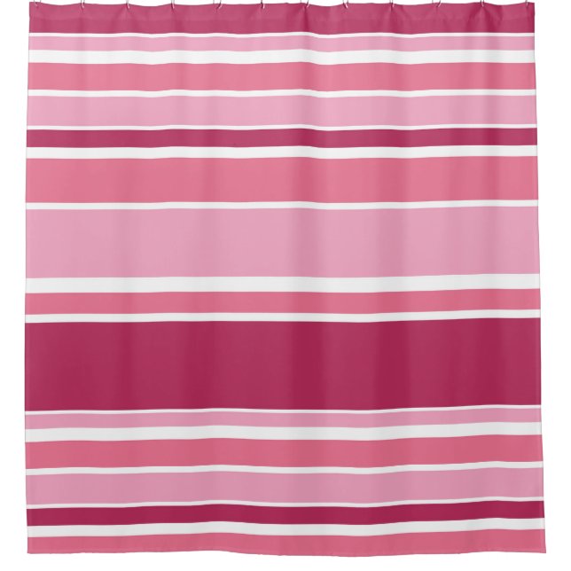 Shades of pink stripes shower curtain (Front)