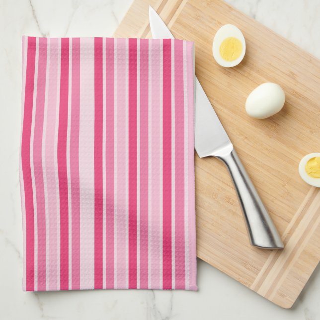 Shades of Pink Stripes Tea Towel (Quarter Fold)