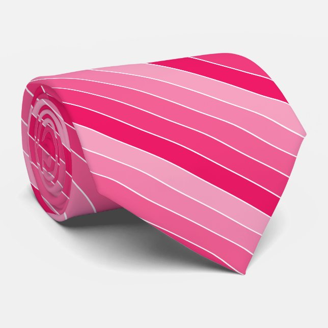 Shades of Pink Stripes  Tie (Rolled)