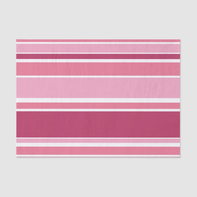 Shades of pink stripes tissue paper (Front)