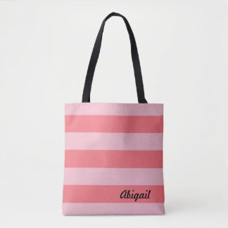 Shades of Pink Stripes Tote Bag