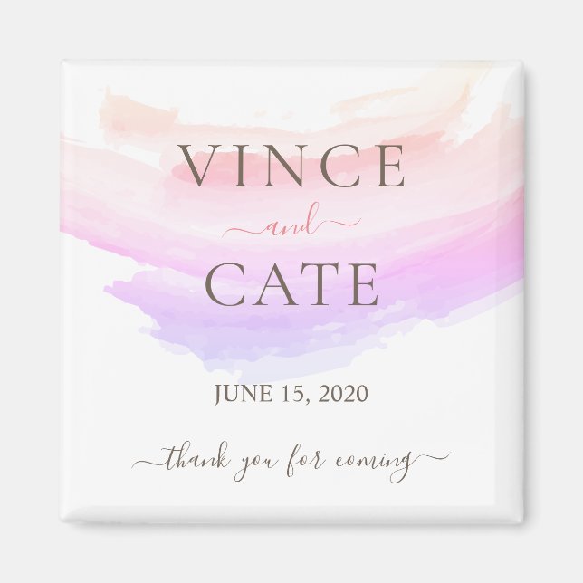 Shades of Pink Watercolor Splash Wedding Magnet (Front)