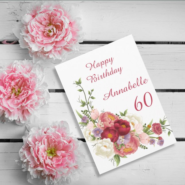 Shades of Pink White Peony Flower Happy Birthday  Card (Creator Uploaded)