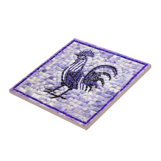 Shades of Purple and Black Mosaic Chicken Design Tile (Side)