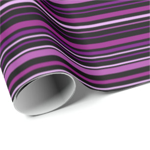 Shades of Purple and Black Stripes Wrapping Paper
