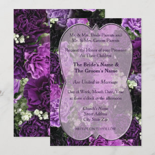 Shades of Purple Carnations Wedding Invitation