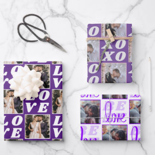 Shades of Purple Christmas Photo 3 Gift Wrapping Paper Sheet