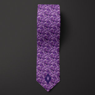 Shades of Purple Cubism Roses Tie