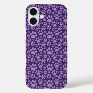 SHADES OF PURPLE DOG PAW PRINTS iPhone 16 PLUS CASE