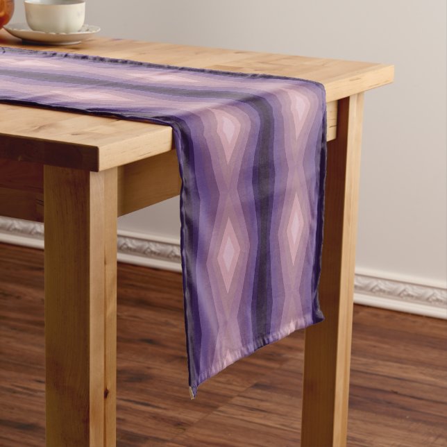 Shades Of Purple Geometric Abstract Art Short Table Runner (In Situ)