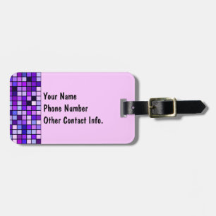 Shades Of Purple 'Grape Soda' Squares Pattern Luggage Tag
