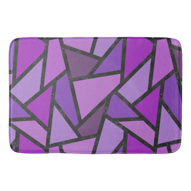 Shades of purple stained glass pattern bath mat (Front)