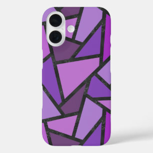 Shades of purple stained glass pattern iPhone 16 case