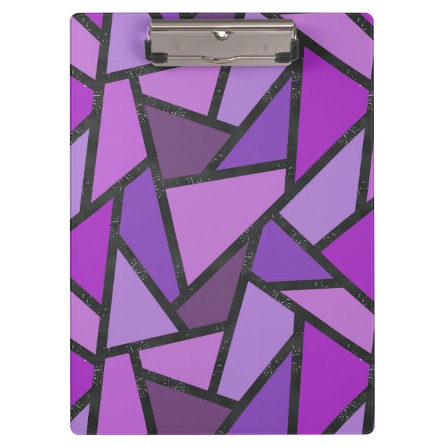 Shades of purple stained glass pattern clipboard (Front)