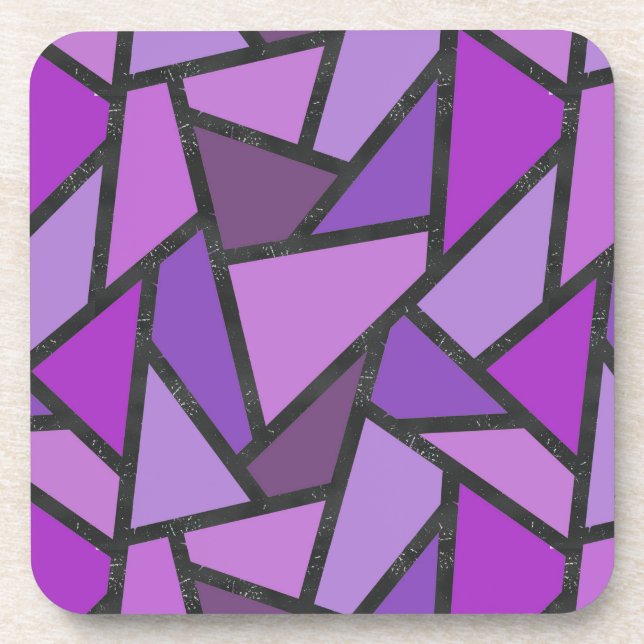 Shades of purple stained glass pattern coaster (Front)