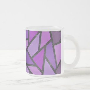 Shades of purple stained glass pattern frosted glass coffee mug